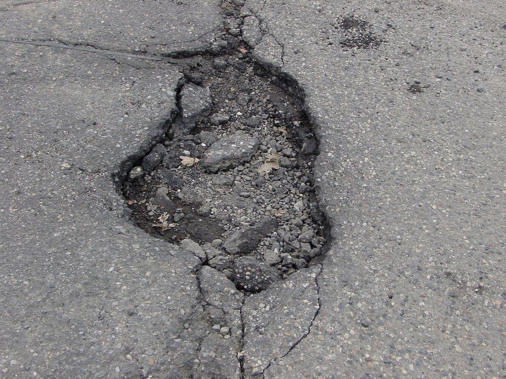 Pothole caused by winter