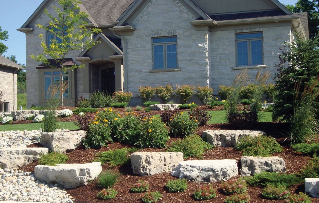 Stone Landscaping in front of a home
