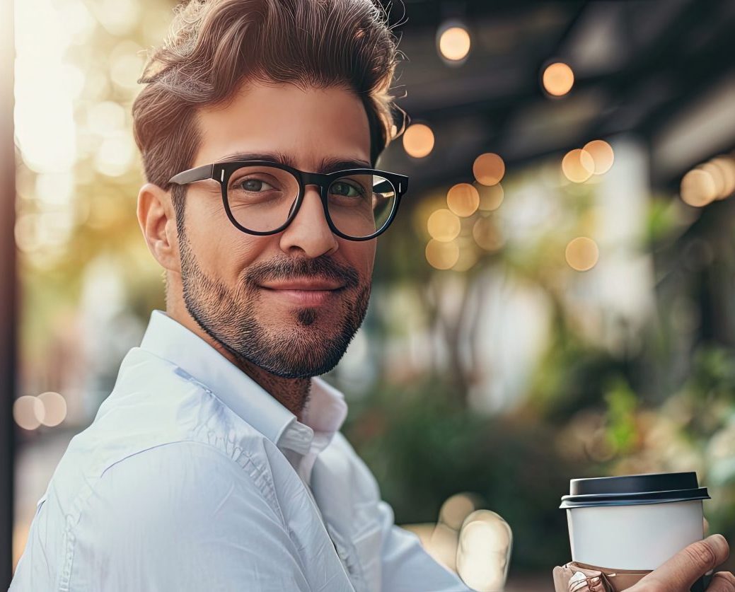 man looking at camera